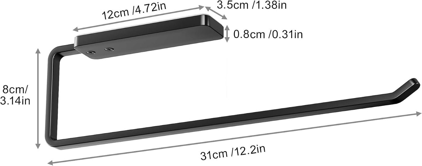 Niffgaff Küchenrollenhalter Ohne Bohren - Küchen Organizer für Küchenrolle, 31 cm Küchenrollenhalter, Selbstklebend, Aluminium, Schwarz