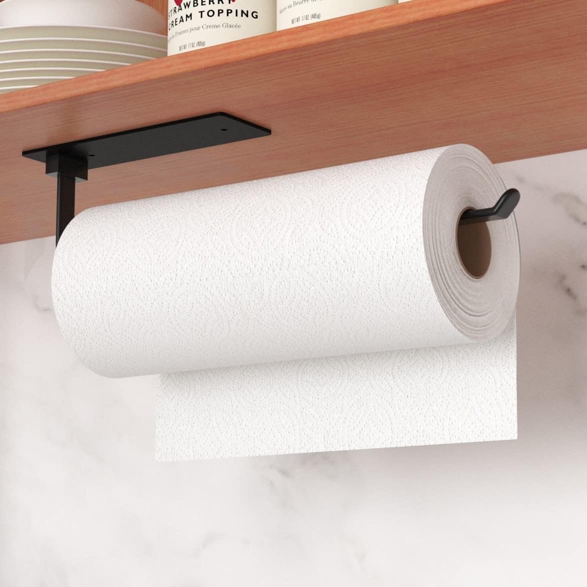 Küchenrollenhalter ohne Bohren Edelstahl Schwarz – Selbstklebend Unter Schrank 31 cm