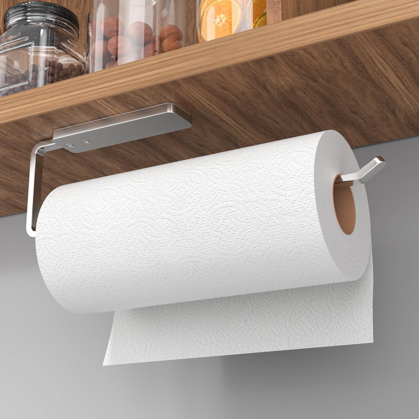 Niffgaff Küchenrollenhalter Ohne Bohren - Küchen Organizer für Küchenrolle, 31 cm Küchenrollenhalter, Selbstklebend, Aluminium, Schwarz